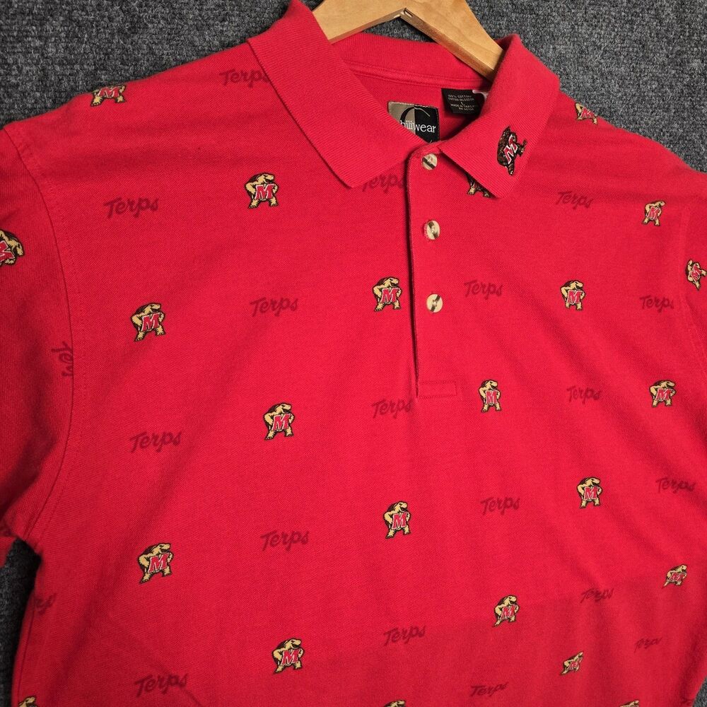 Vintage Chiliwear Maryland Terrapins University Of Maryland Men’s Red Polo Large